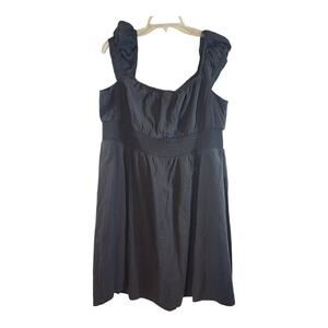 Old Navy womens XL black baby doll dress smocked waist cotton blend